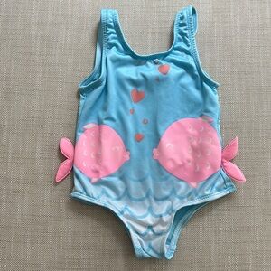 Kissing Fish Blue Pink One Piece Bathing Suit Swim By Wippette